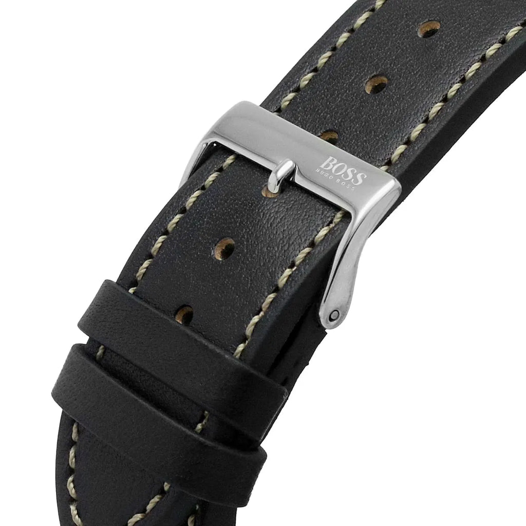 Hugo Boss Pioneer Chronograph Black Dial Black Leather Strap Watch For Men - 1513708 Buy Now By Hugo Boss