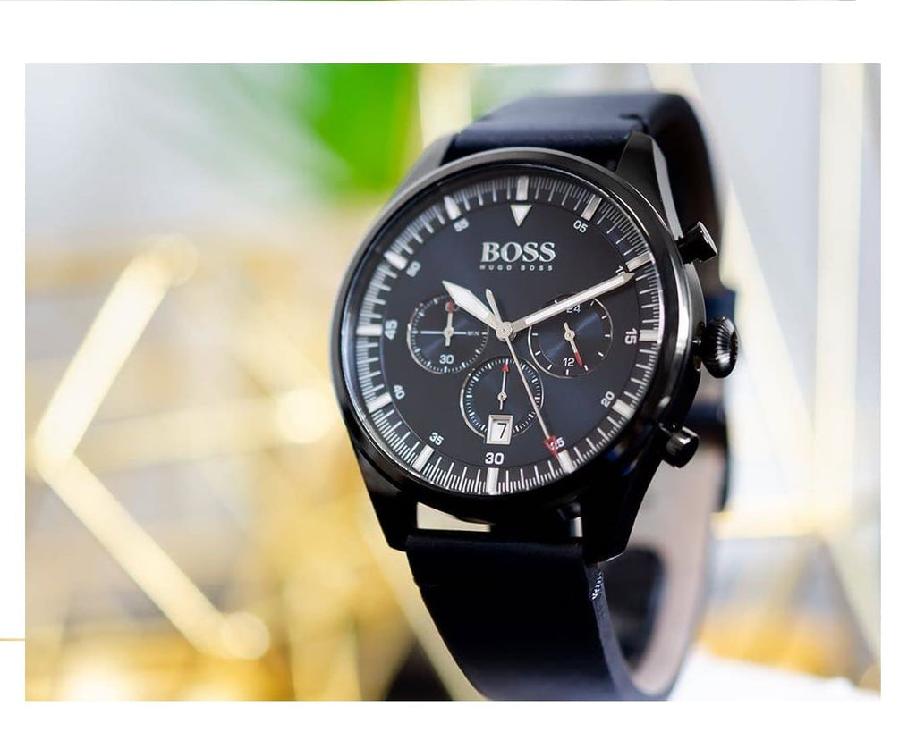 Hugo Boss Pioneer Quartz Blue Dial Blue Leather Strap Watch For Men - 1513711 Buy Now By Hugo Boss