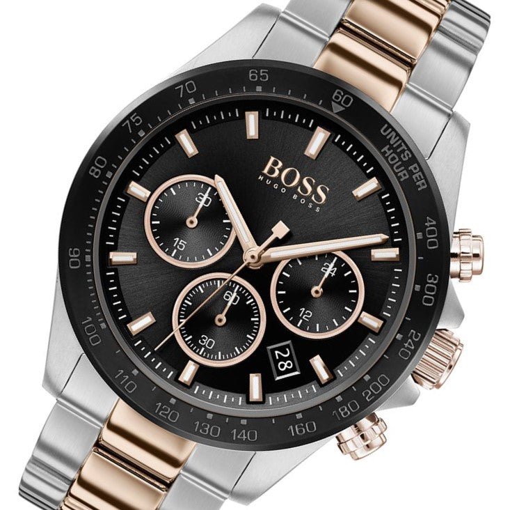 Hugo Boss Here Chronograph Black Dial Two Tone Steel Strap Watch for Men - 1513757 Buy Now By Hugo Boss