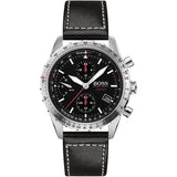 Hugo Boss Aero Chronograph Black Dial Black Leather Strap Watch for Men - 1513770 Buy Now By Hugo Boss