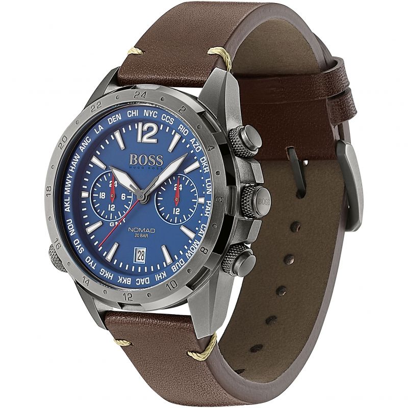 Hugo Boss Nomad Blue Dial Brown Leather Strap Watch for Men - 1513773 Buy Now By Hugo Boss