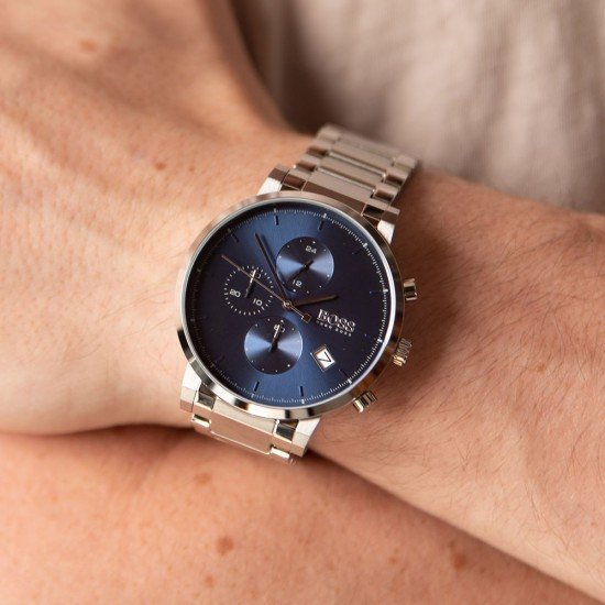 Hugo Boss Integrity Blue Dial Silver Steel Strap Watch for Men - 1513779 Buy Now By Hugo Boss