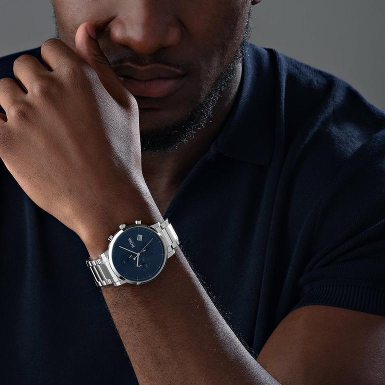 Hugo Boss Integrity Blue Dial Silver Steel Strap Watch for Men - 1513779 Buy Now By Hugo Boss