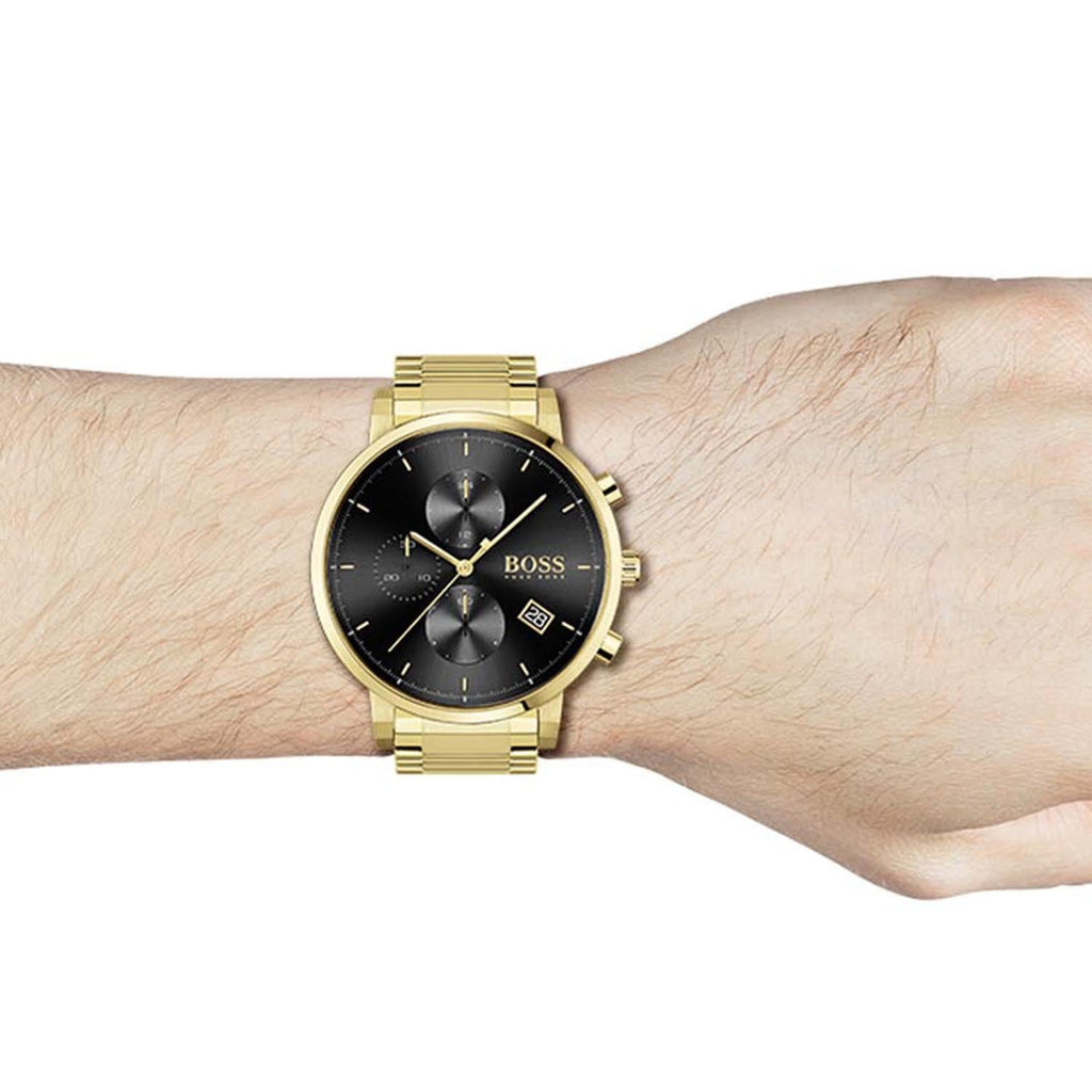 Hugo Boss Integrity Chronograph Grey Dial Gold Steel Strap Watch for Men - 1513781 Buy Now By Hugo Boss