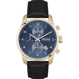 Hugo Boss Skymaster Chronograph Blue Dial Black Leather Strap Watch for Men - 1513783 Buy Now By Hugo Boss
