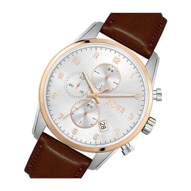 Hugo Boss Skymaster White Dial Brown Leather Strap Watch for Men - 1513786 Buy Now By Hugo Boss