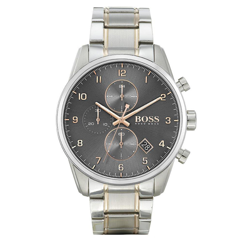 Hugo Boss Skymaster Grey Dial Two Tone Steel Strap Watch for Men - 1513789 Buy Now By Hugo Boss