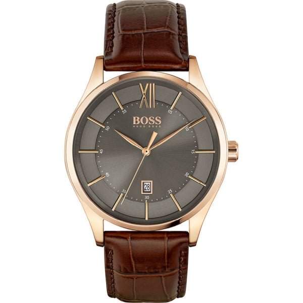 Hugo Boss Ambassador Grey Dial Brown Leather Strap Watch for Men - 1513387 Buy Now By Hugo Boss