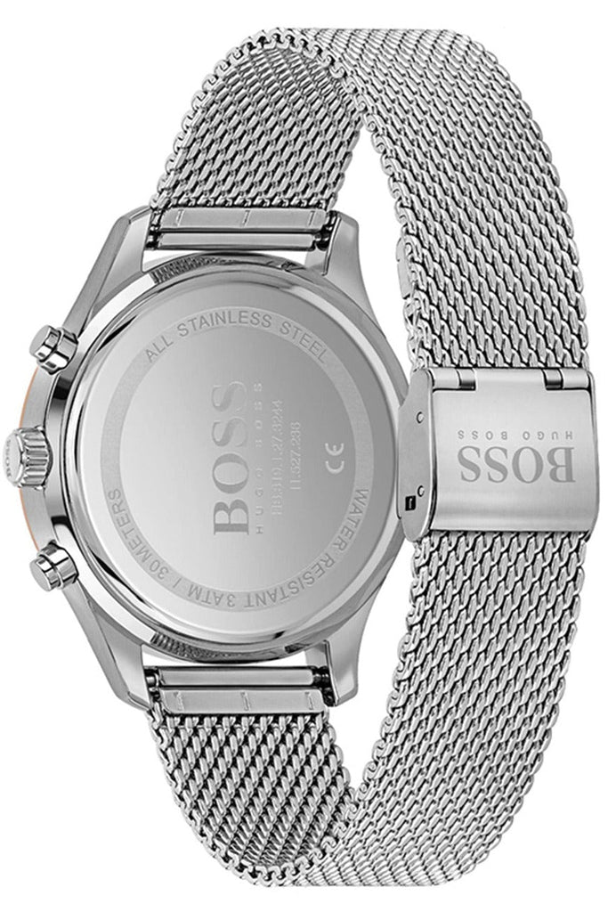 Hugo Boss Associate Black Dial Silver Mesh Bracelet Watch for Men - 1513805 Buy Now By Hugo Boss