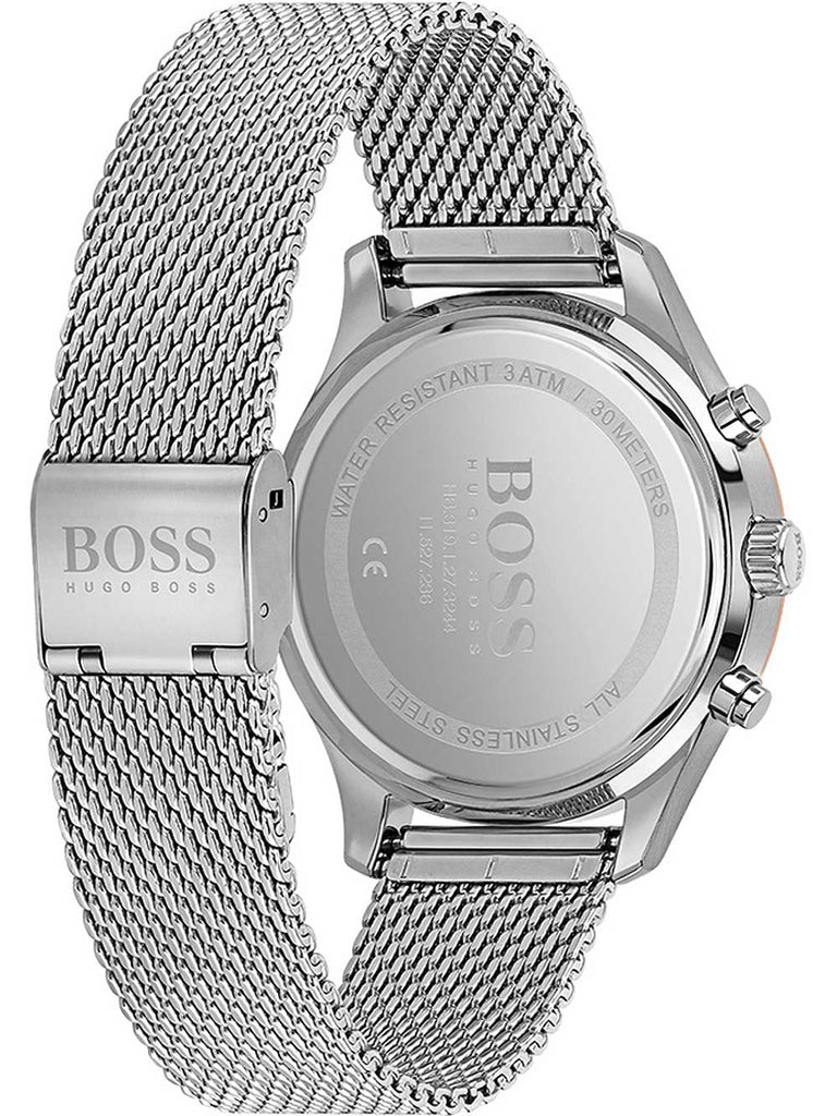 Hugo Boss Associate Black Dial Silver Mesh Bracelet Watch for Men - 1513805 Buy Now By Hugo Boss