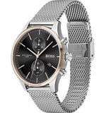 Hugo Boss Associate Black Dial Silver Mesh Bracelet Watch for Men - 1513805 Buy Now By Hugo Boss