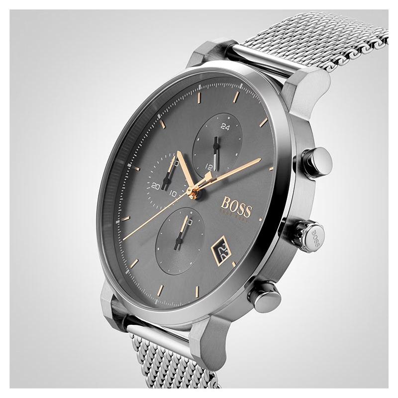Hugo Boss Integrity Grey Dial Silver Mesh Bracelet Watch for Men - 1513807 Buy Now By Hugo Boss