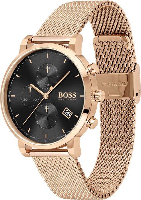 Hugo Boss Integrity Black Dial Gold Mesh Bracelet Watch for Men - 1513808 Buy Now By Hugo Boss
