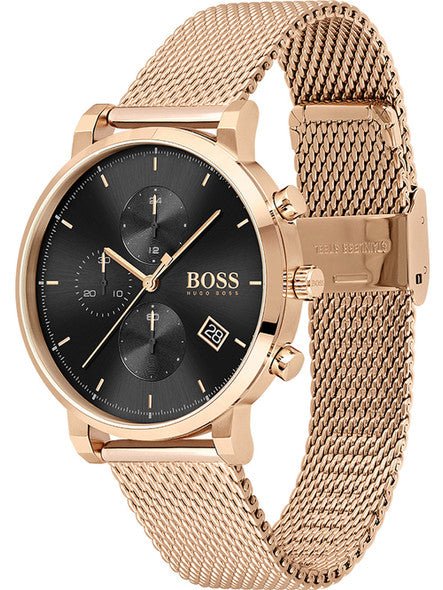 Hugo Boss Integrity Black Dial Gold Mesh Bracelet Watch for Men - 1513808 Buy Now By Hugo Boss