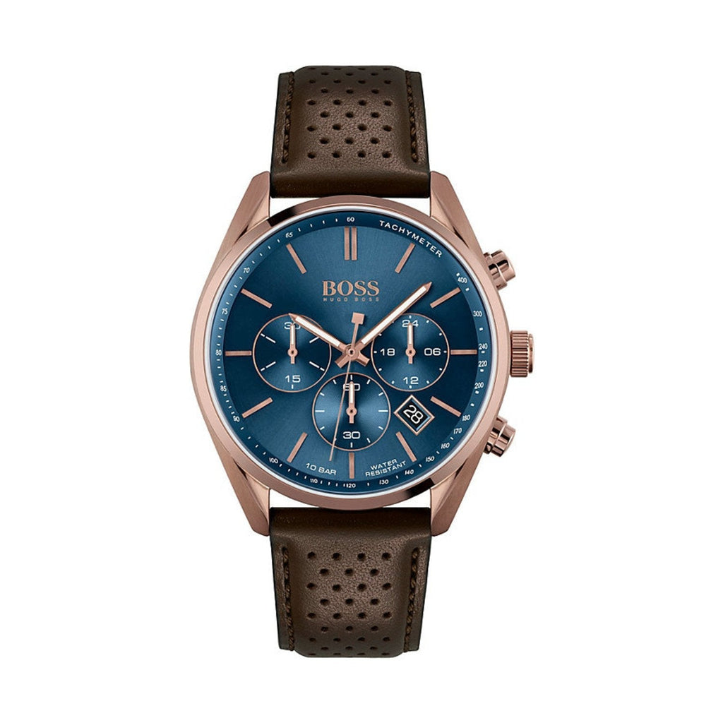 Hugo Boss Champion Blue Dial Brown Leather Strap Watch for Men - 1513817 Buy Now By Hugo Boss