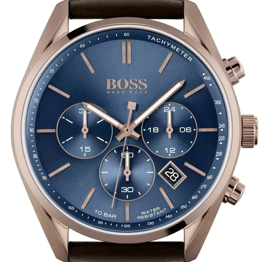 Hugo Boss Champion Blue Dial Brown Leather Strap Watch for Men - 1513817 Buy Now By Hugo Boss