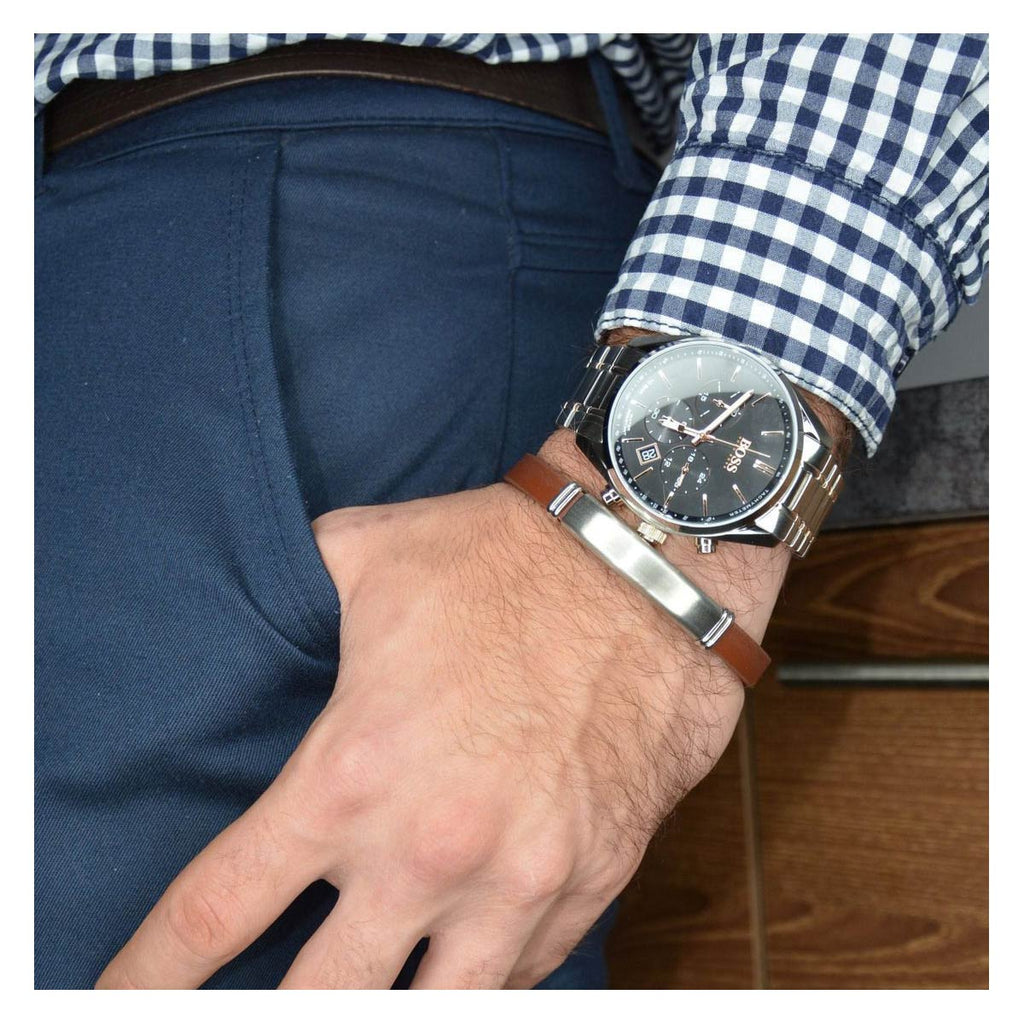 Hugo Boss Champion Chronograph Black Dial Two Tone Steel Strap Watch for Men - 1513819 Buy Now By Hugo Boss