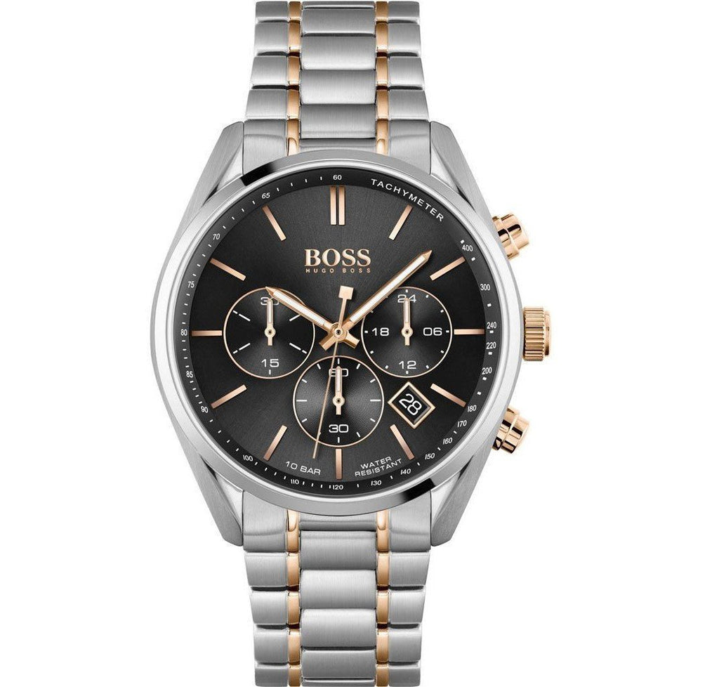 Hugo Boss Champion Chronograph Black Dial Two Tone Steel Strap Watch for Men - 1513819 Buy Now By Hugo Boss