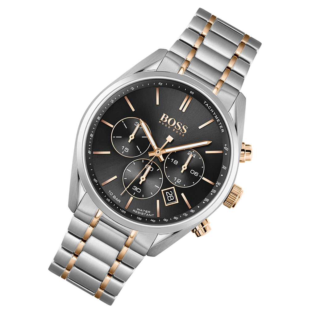 Hugo Boss Champion Chronograph Black Dial Two Tone Steel Strap Watch for Men - 1513819 Buy Now By Hugo Boss