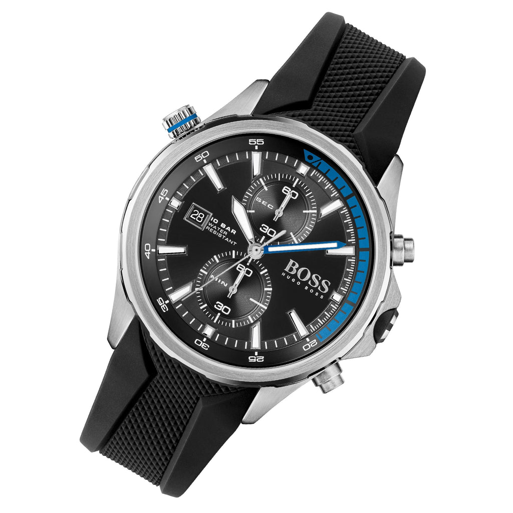 Hugo Boss Globetrotter Black Dial Black Silicone Strap Watch for Men - 1513820 Buy Now By Hugo Boss