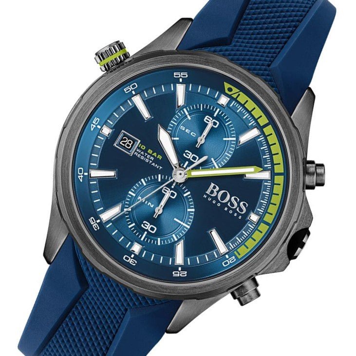 Hugo Boss Globetrotter Blue Dial Blue Silicone Strap Watch for Men - 1513821 Buy Now By Hugo Boss