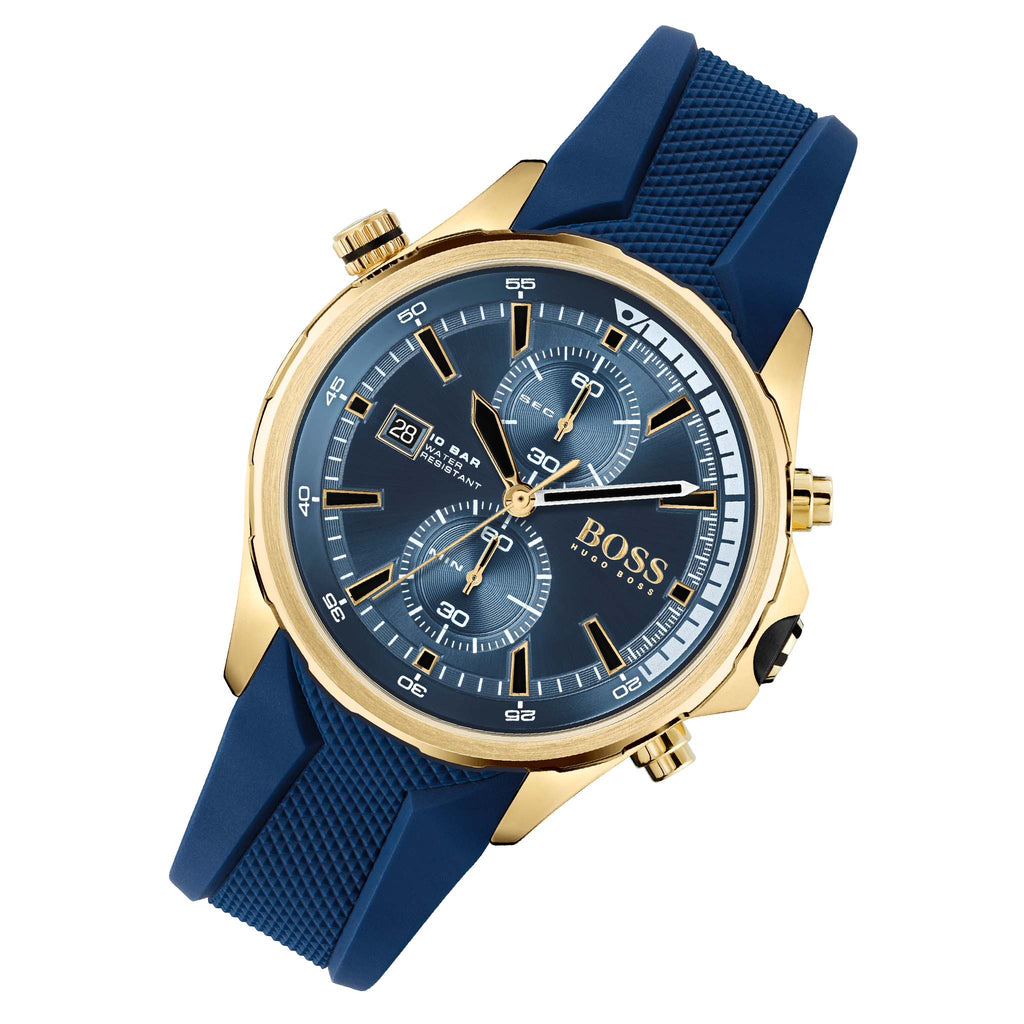 Hugo Boss Globetrotter Blue Dial Blue Silicone Strap Watch for Men - 1513822 Buy Now By Hugo Boss