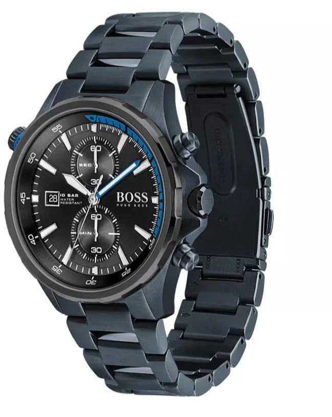Hugo Boss Globetrotter Black Dial Black Steel Strap Watch for Men - 1513824 Buy Now By Hugo Boss