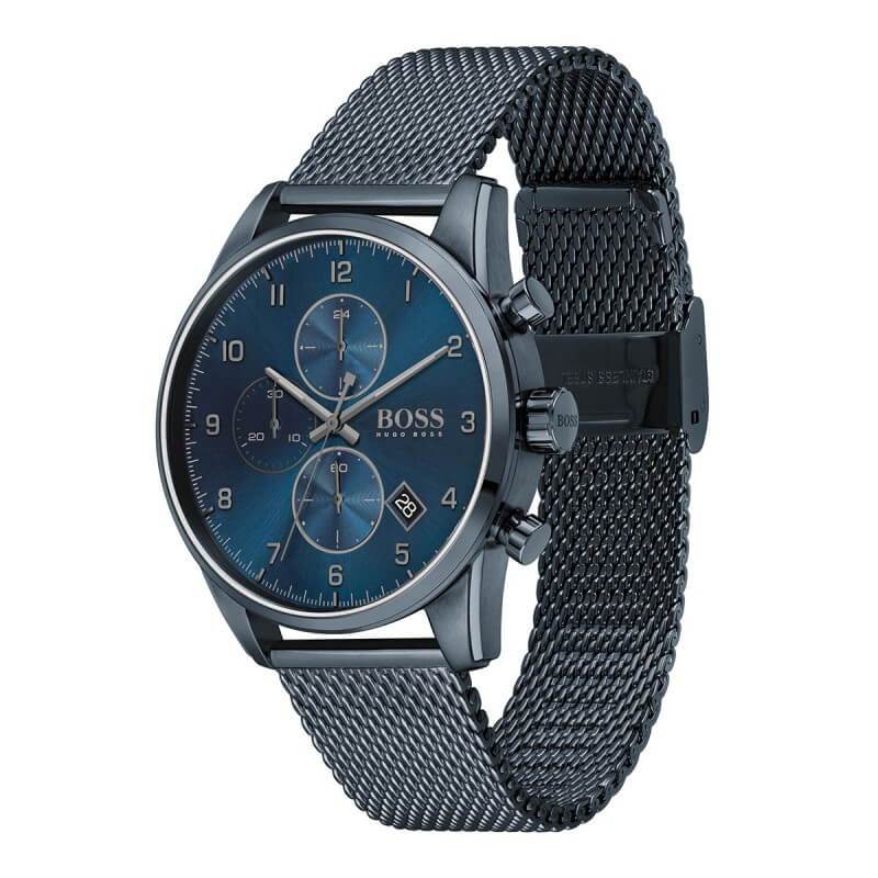 Hugo Boss Skymaster Chronograph Blue Dial Blue Mesh Bracelet Watch for Men - 1513836 Buy Now By Hugo Boss