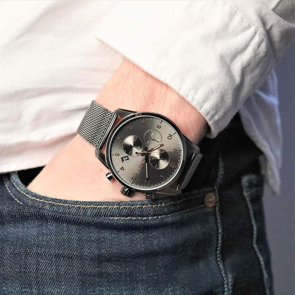 Hugo Boss Skymaster Grey Dial Grey Mesh Bracelet Watch for Men - 1513837 Buy Now By Hugo Boss