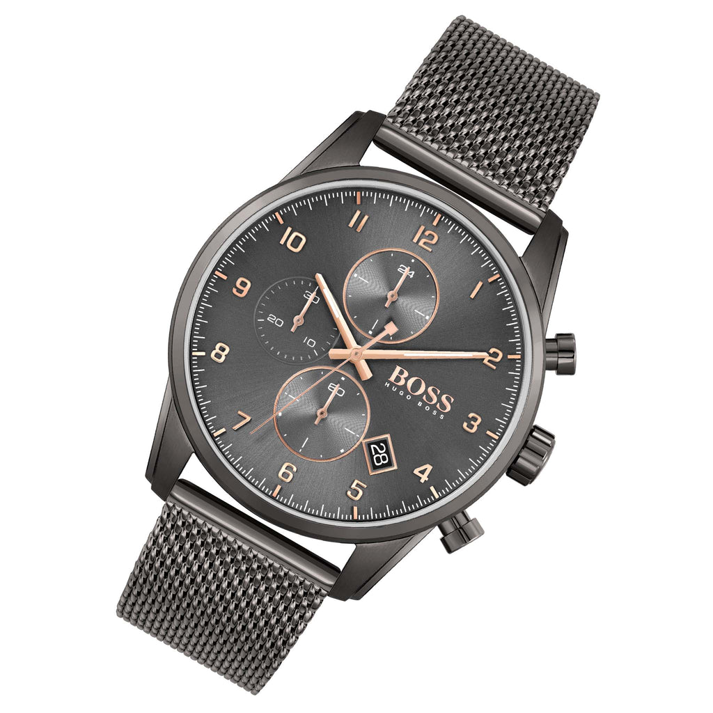 Hugo Boss Skymaster Grey Dial Grey Mesh Bracelet Watch for Men - 1513837 Buy Now By Hugo Boss