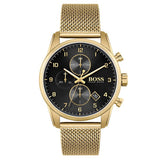 Hugo Boss Skymaster Black Dial Gold Mesh Bracelet Watch for Men - 1513838 Buy Now By Hugo Boss