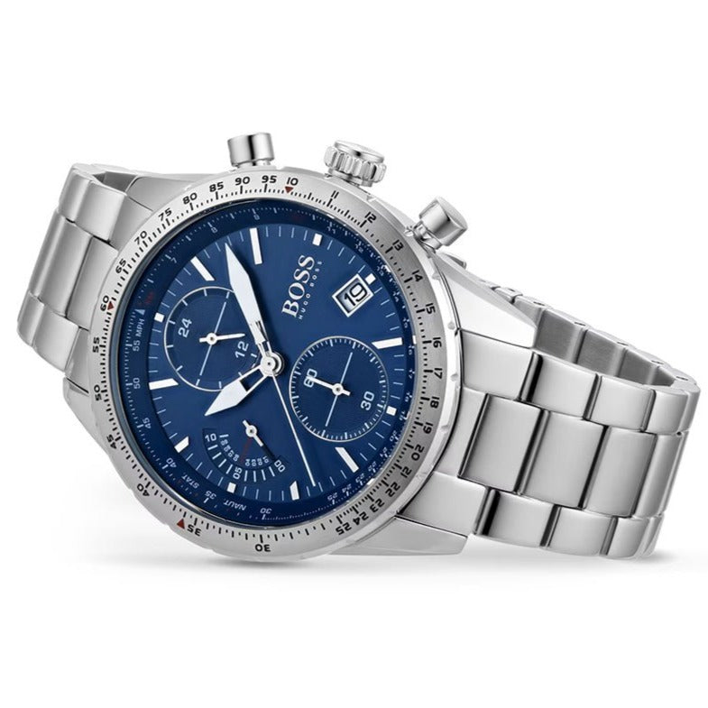 Hugo Boss Pilot Blue Dial Silver Steel Strap Watch for Men - 1513850 Buy Now By Hugo Boss