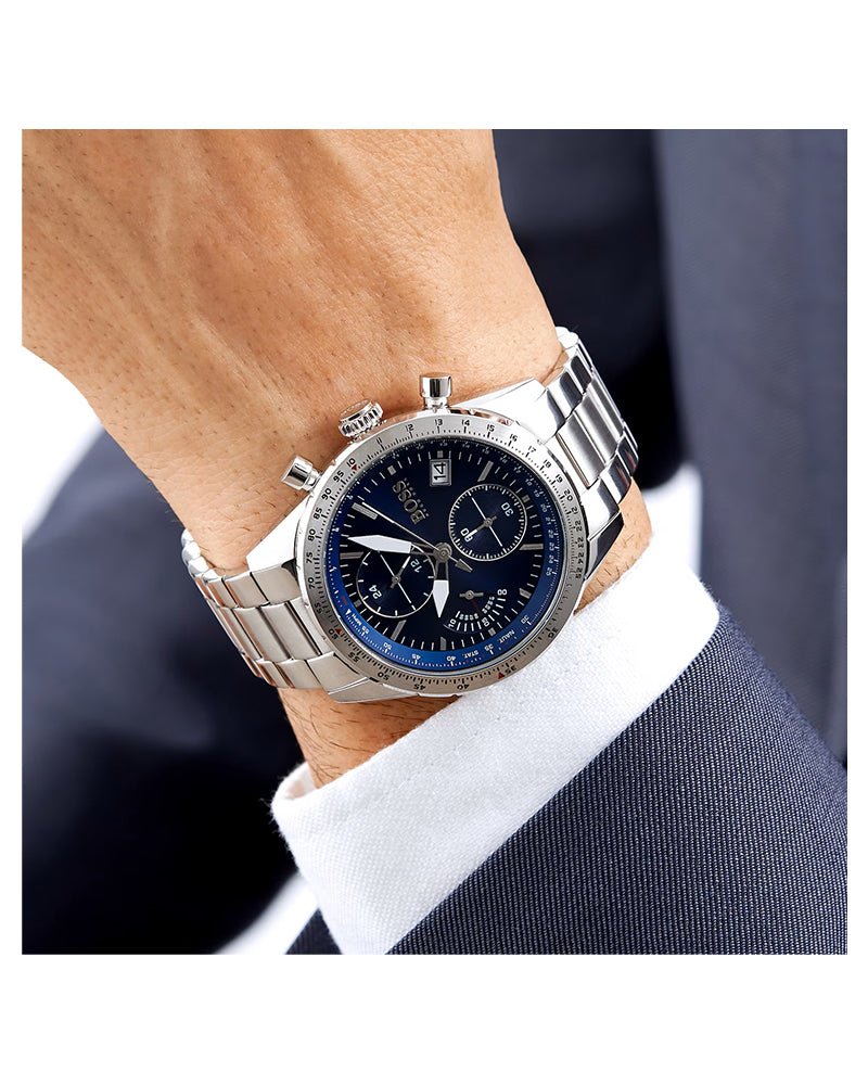 Hugo Boss Pilot Blue Dial Silver Steel Strap Watch for Men - 1513850 Buy Now By Hugo Boss