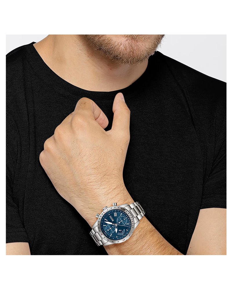 Hugo Boss Pilot Blue Dial Silver Steel Strap Watch for Men - 1513850 Buy Now By Hugo Boss