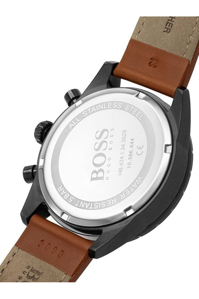 Hugo Boss Pilot Black Dial Brown Leather Strap Watch for Men - 1513851 Buy Now By Hugo Boss