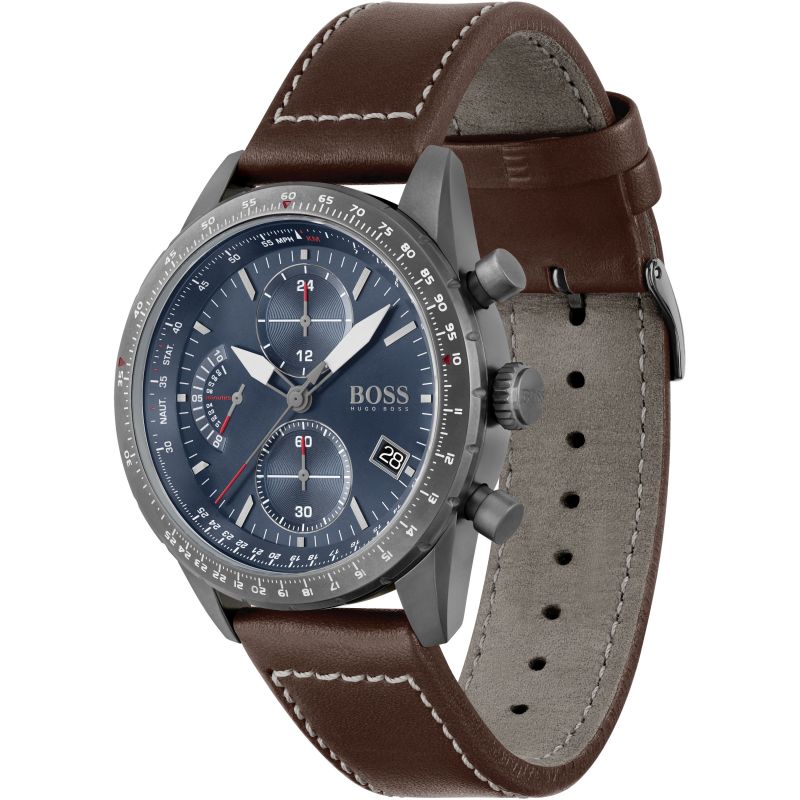 Hugo Boss Pilot Edition Blue Dial Brown Leather Strap Watch for Men - 1513852 Buy Now By Hugo Boss