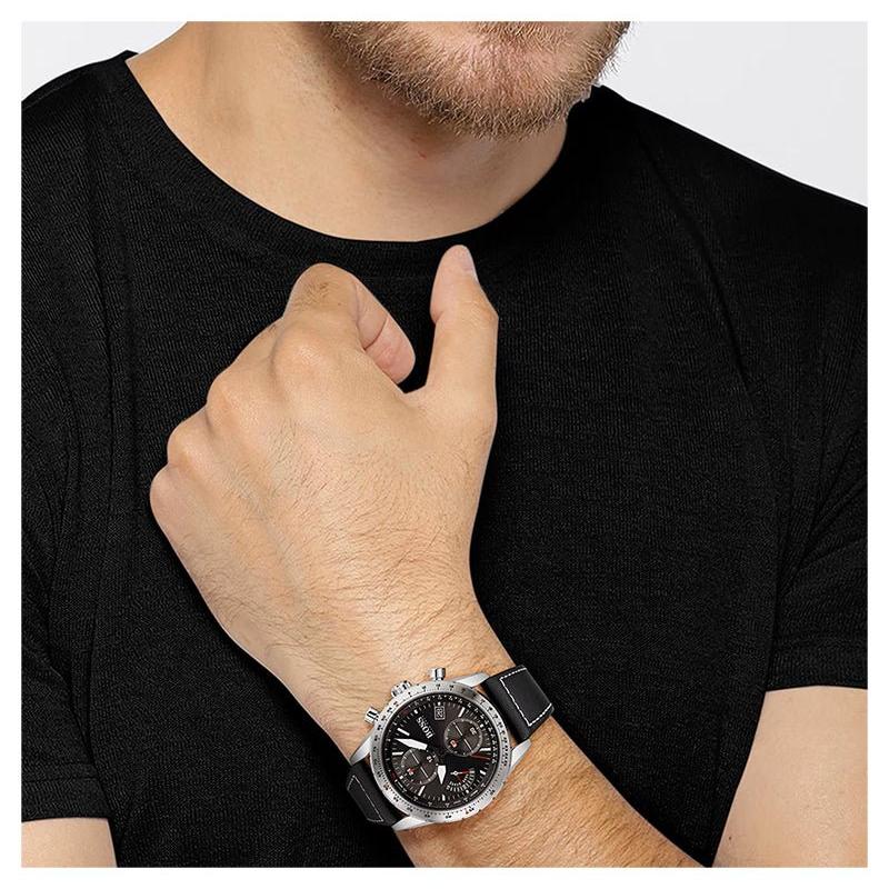 Hugo Boss Pilot Edition Black Dial Black Leather Strap Watch for Men - 1513853 Buy Now By Hugo Boss
