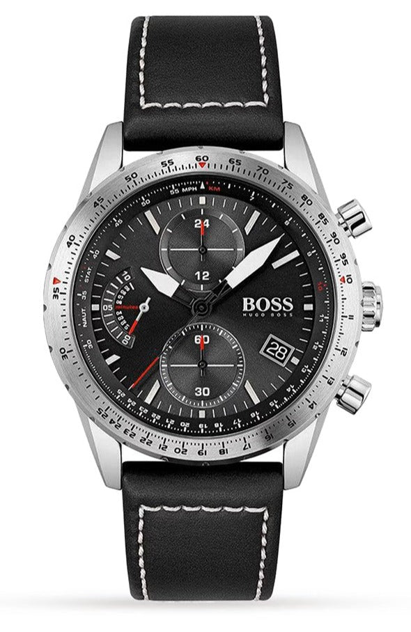 Hugo Boss Pilot Edition Black Dial Black Leather Strap Watch for Men - 1513853 Buy Now By Hugo Boss
