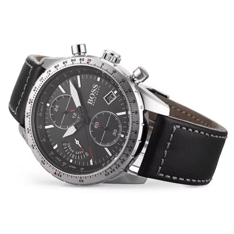 Hugo Boss Pilot Edition Black Dial Black Leather Strap Watch for Men - 1513853 Buy Now By Hugo Boss