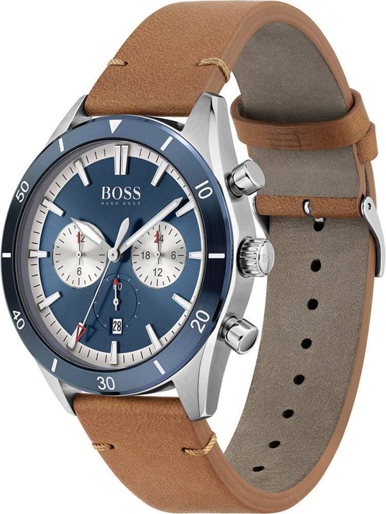 Hugo Boss Santiago Blue Dial Brown Leather Strap Watch for Men - 1513860 Buy Now By Hugo Boss