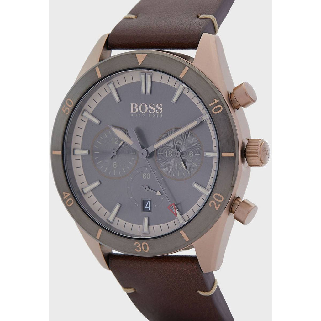Hugo Boss Santiago Chronograph Grey Dial Brown Leather Strap Watch for Men - 1513861 Buy Now By Hugo Boss