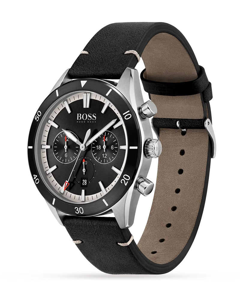 Hugo Boss Chronograph Black Dial Black Leather Strap Watch for Men - 1513864 Buy Now By Hugo Boss