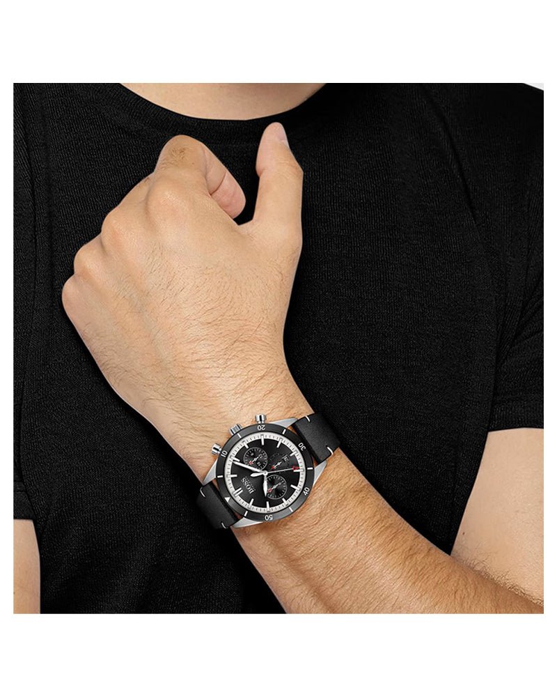 Hugo Boss Chronograph Black Dial Black Leather Strap Watch for Men - 1513864 Buy Now By Hugo Boss