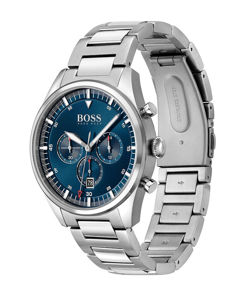 Hugo Boss Pioneer Blue Dial Silver Steel Strap Watch for Men - 1513867 Buy Now By Hugo Boss