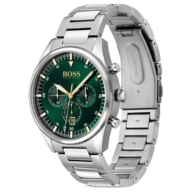 Hugo Boss Pioneer Green Dial Silver Steel Strap Watch for Men - 1513868 Buy Now By Hugo Boss