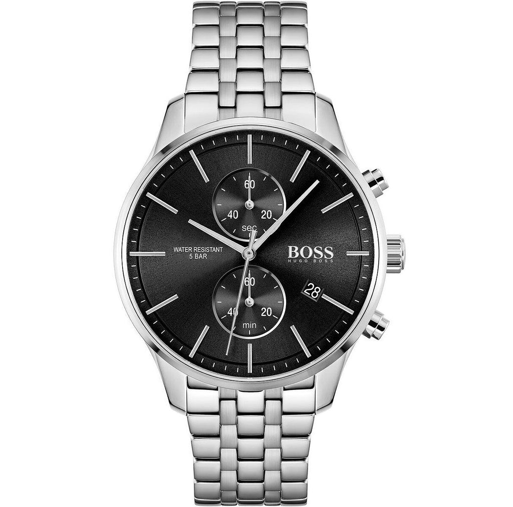 Hugo Boss Associate Black Dial Silver Steel Strap Watch for Men - 1513869 Buy Now By Hugo Boss