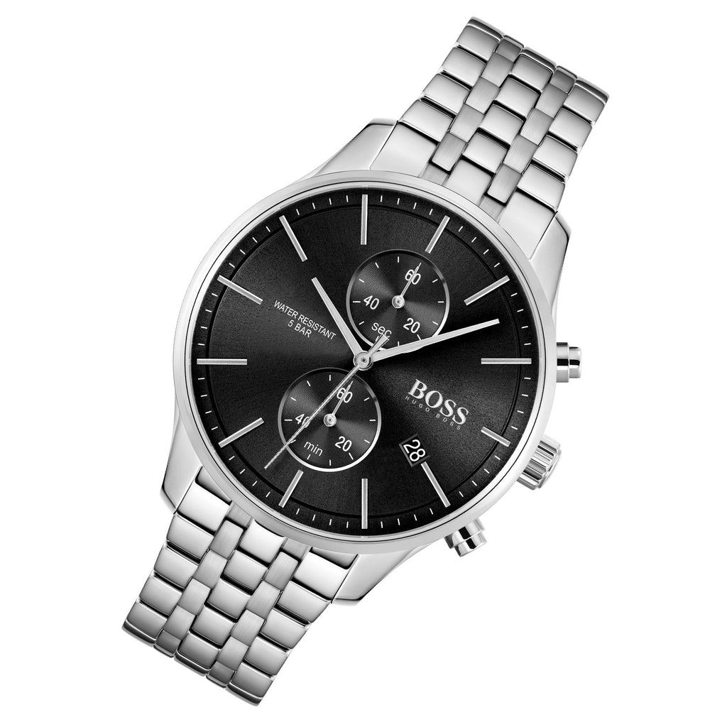 Hugo Boss Jet Black Dial Silver Steel Strap Watch for Men - 1513383 Buy Now By Hugo Boss