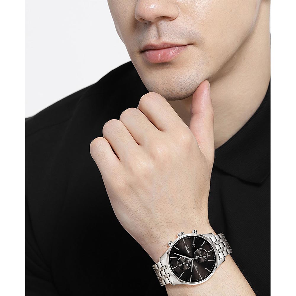 Hugo Boss Associate Black Dial Silver Steel Strap Watch for Men - 1513869 Buy Now By Hugo Boss