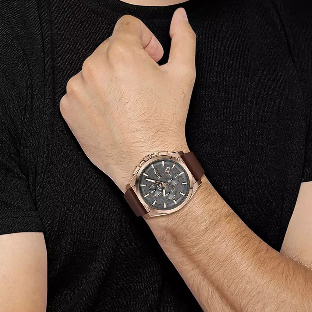 Hugo Boss Grandmaster Grey Dial Brown Leather Strap Watch for Men - 1513882 Buy Now By Hugo Boss