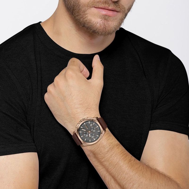 Hugo Boss Grandmaster Grey Dial Brown Leather Strap Watch for Men - 1513882 Buy Now By Hugo Boss